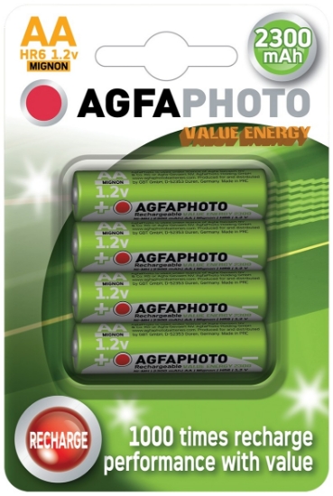 Obrázek AgfaPhoto nabíjecí NiMH baterie AA, 2300mAh, blistr 4ks