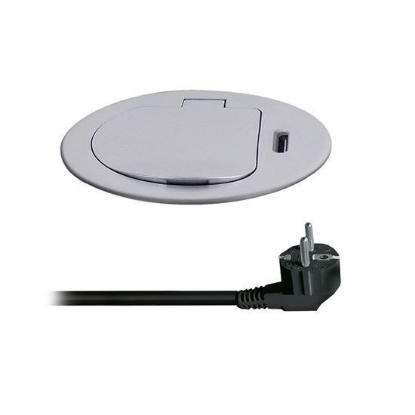 Obrázek Solight 1z + USB-C 20W PD vestavná zásuvka, 2m, stříbrná