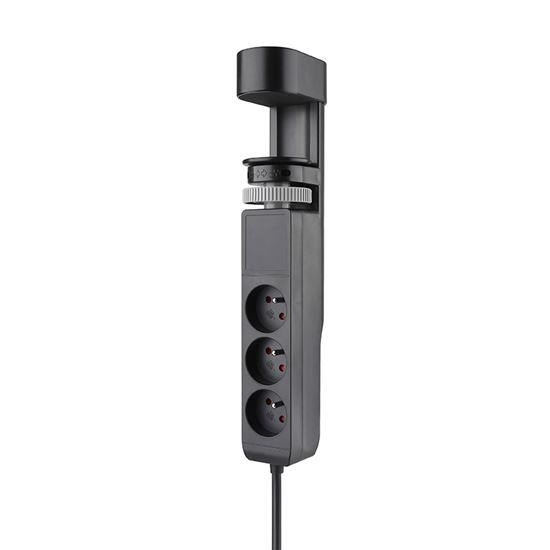 Obrázek Solight 3z + USB A+C přenosné stolní zásuvky, 2m, černá, USB rychlonabíječka 20W PD