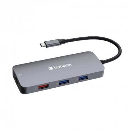 Obrázek VERBATIM Hub USB- C Pro Multiport 9 Port, 3x USB 3.2, 2x USB- C, HDMI, RJ45, microSD/ SD, šedá