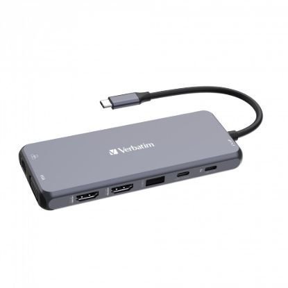 Obrázek VERBATIM Hub USB- C Pro Multiport 14 Port, 5x USB- A, 2x USB- C, 2x HDMI, 1xVGA, RJ45, 3.5mm Jack audio, microSD/ SD, šedá