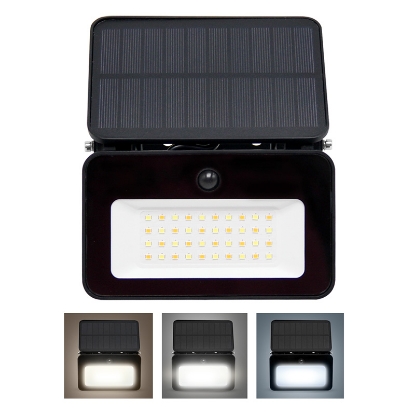 Obrázek Solight LED solární reflektor se senzorem, 6W, 660lm, 3CCT, Li-Ion, černá