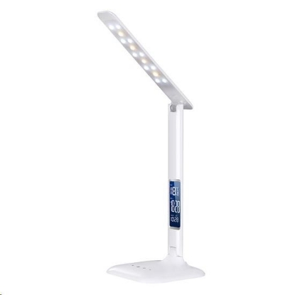 Obrázek Solight LED stmívatelná stolní lampička s displejem, 6W, volba teploty světla, bílý lesk