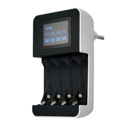 Obrázek Solight nabíječka s LCD displejem, AC 230V, 450mA, 4 kanály, AA/AAA, řízená mikroprocesorem