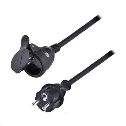 Obrázek Solight prodlužovací přívod - spojka, 1 zásuvka, 20m, 3 x 1,5mm2, gumová, černá