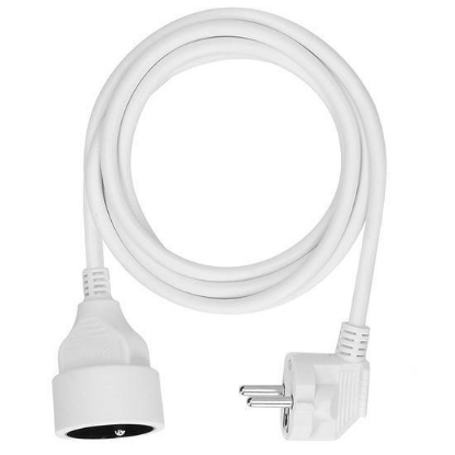 Obrázek Solight prodlužovací přívod - spojka, 1 zásuvka, 2m, 3 x 1mm2, bílá