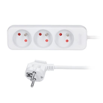 Obrázek Solight prodlužovací přívod 3m, 3 zásuvky, 16A/3680W, PVC, bílý