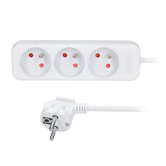 Obrázek Solight prodlužovací přívod 5m, 3 zásuvky, 16A/3680W, PVC, bílý