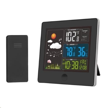 Obrázek Solight TE80 meteostanice, barevný LCD, teplota, vlhkost,RCC, černá
