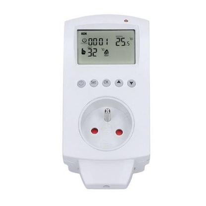 Obrázek Solight termostaticky spínaná zásuvka, zásuvkový termostat, 230V/16A, režim vytápění nebo chlazení, různé teplotní režim
