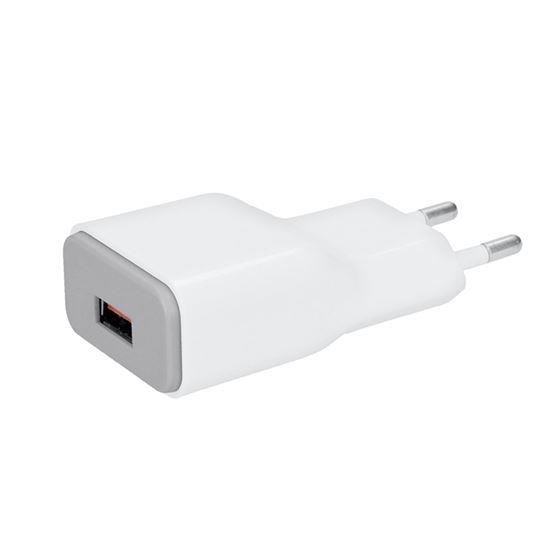 Obrázek Solight USB nabíjecí adaptér, fast charge: 1x USB Qualcomm, 5V2A/9V1.5A/12V1A, AC 230V, bílošedý