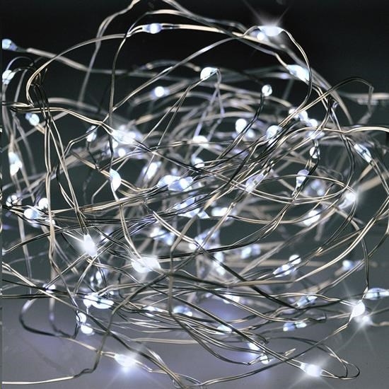 Obrázek Solight vánoční řetěz stříbrný, 100x mini LED, 10m, 3 x AA, studené světlo