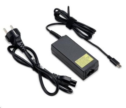 Obrázek ACER 45W_USB Type C Adapter, Black - pro zařízení s USB C, EU POWER CORD (RETAIL PACK)
