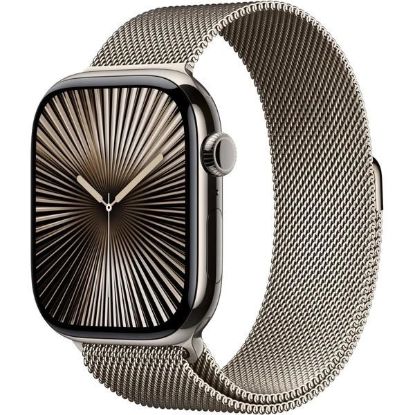 Obrázek Apple Watch Series 10 GPS + Cellular 46mm Natural Titanium Case with Natural Milanese Loop - S/M