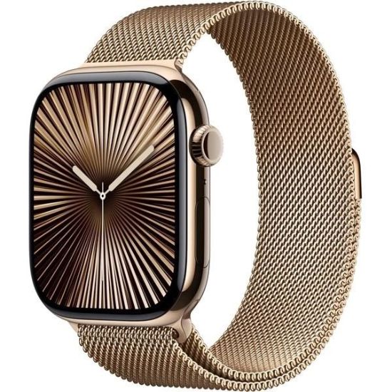 Obrázek Apple Watch Series 10 GPS + Cellular 46mm Gold Titanium Case with Gold Milanese Loop - S/M