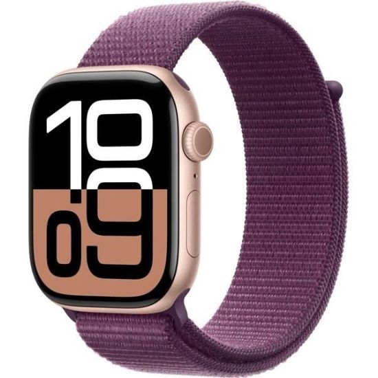 Obrázek Apple Watch Series 10 GPS + Cellular 46mm Rose Gold Aluminium Case with Plum Sport Loop