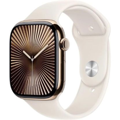Obrázek Apple Watch Series 10 GPS + Cellular 46mm Gold Titanium Case with Starlight Sport Band - M/L