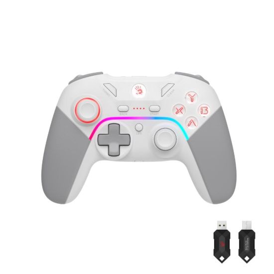 Obrázek A4tech Bloody GPW70, gamepad, RGB, Dual mode 2,4G+USB, bílá