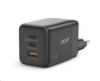 Obrázek ACER Adaptér 100 W GaN charger, 3porty: 2x USB- C + 1x USB- A ports, EU a UK zástrčka, textilní obal, black