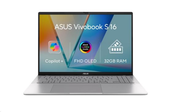 Obrázek ASUS NTB Vivobook S16 (S3607QA- OLED064W), X X1 26 100, 16" 1920x1200, 32GB, 1TB SSD, Adreno, W11 Home, Cool Silver