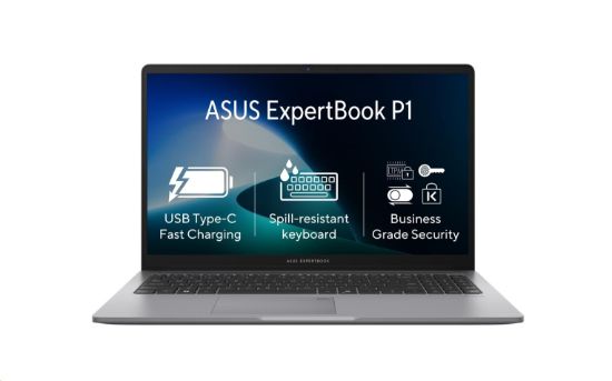 Obrázek ASUS NTB ExpertBook P1 (P1503CVA- S7I38256X), i3- 1315U, 15.6" FHD, 8GB, 256GB SSD, UHD, W11 Pro, Misty Grey