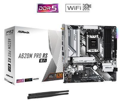 Obrázek BAZAR - ASRock MB Sc AM5 A620M Pro RS WiFi, AMD A620, 4xDDR5, HDMI, DP - Po opravě (Komplet)