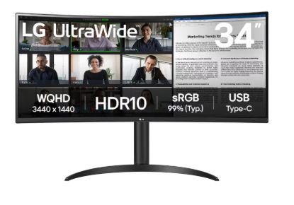 Obrázek LG MT VA LED 34" 34WR55QK - VA panel, 3440x1440, 2xHDMI, DP, USB- C, USB 3.0, zakriven, nast vyska