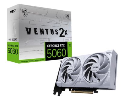 Obrázek BAZAR - MSI VGA NVIDIA GeForce RTX 5060 8G VENTUS 2X OC WHITE, RTX 5060, 8GB GDDR7, 3xDP, 1xHDMI - Poškozený obal (Kompl