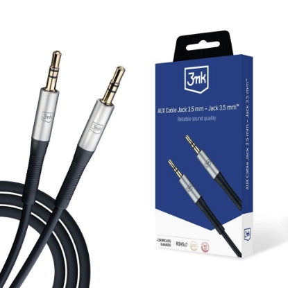 Obrázek 3mk audio kabel - AUX Cable Jack 3,5 mm - Jack 3,5 mm, délka 1 m, černá