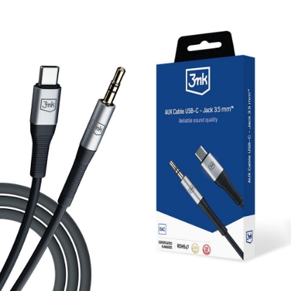 Obrázek 3mk audio kabel - AUX Cable USB-C - Jack 3,5 mm, 1m, černá