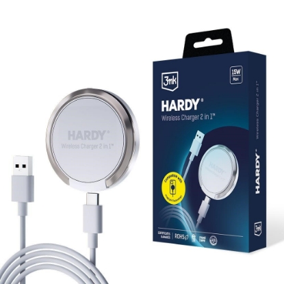 Obrázek 3mk bezdrátová nabíječka - Hardy Wireless Charger 2in1 s funkcí stojánku, 15w, bílá