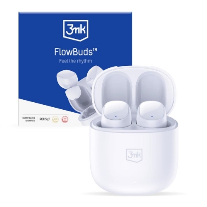 Obrázek 3mk bezdrátová stereo sluchátka FlowBuds, nabíjecí pouzdro, bílá