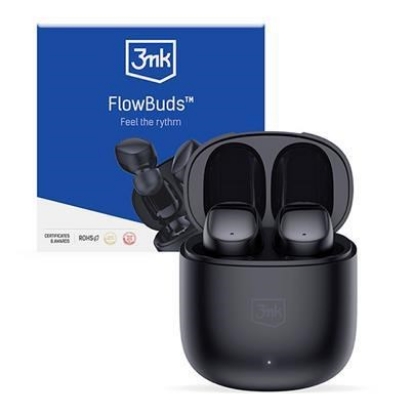 Obrázek 3mk bezdrátová stereo sluchátka FlowBuds, nabíjecí pouzdro, černá