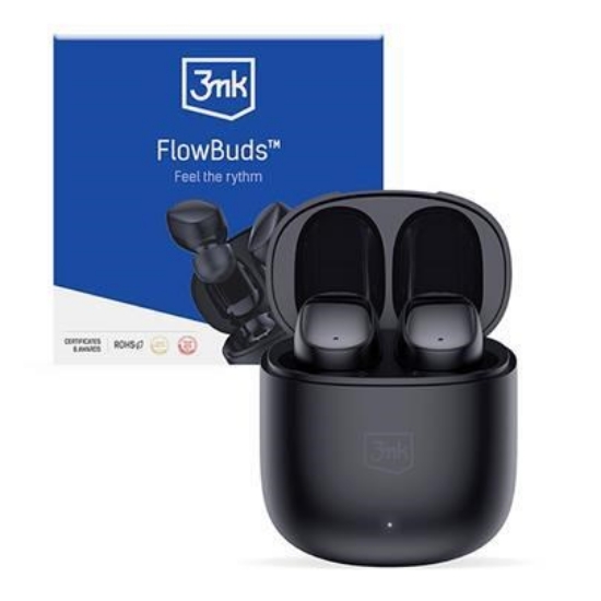 Obrázek 3mk bezdrátová stereo sluchátka FlowBuds, nabíjecí pouzdro, černá