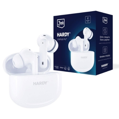 Obrázek 3mk bezdrátová stereo sluchátka HARDY LifePods Pro, stereo, nabíjecí pouzdro, bílá