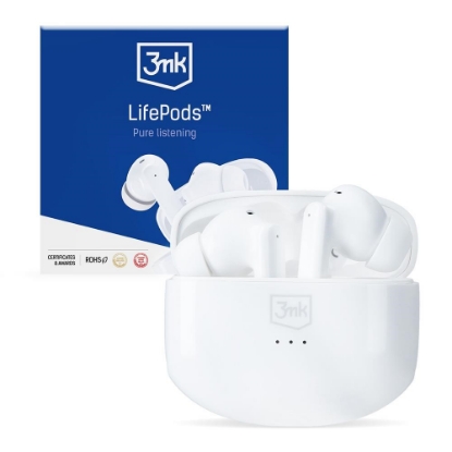 Obrázek 3mk bezdrátová stereo sluchátka LifePods, stereo, nabíjecí pouzdro, bílá