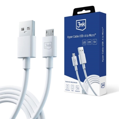 Obrázek 3mk datový kabel - Hyper Cable A to Micro 1.2m 5V 2,4A, bílá