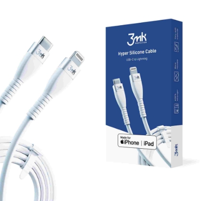 Obrázek 3mk datový kabel - Hyper Silicone Cable Type-C to Lightning 20W 3A, bílá