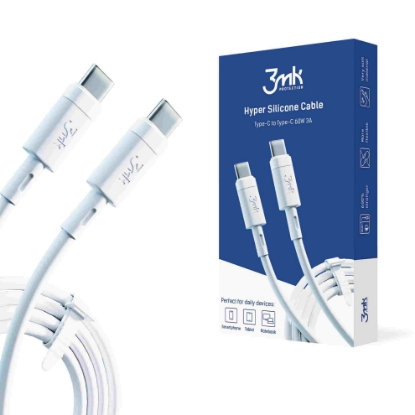Obrázek 3mk datový kabel - Hyper Silicone Cable Type-C to Type-C 60W 3A, bílá