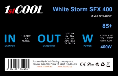 Obrázek 1stCOOL Zdroj White Storm SFX 400 85+, 400W, SFX, černá