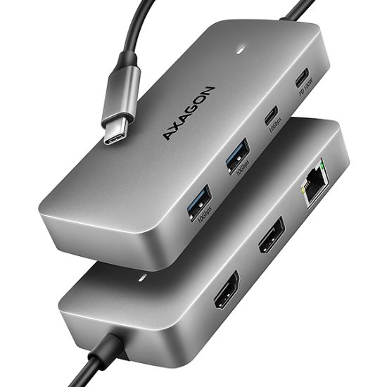 Obrázek AXAGON HMC- CUB83 x 2, USB 10Gbps hub, 2x USB- A, USB- C, HDMI & DP 4k/ 144 Hz