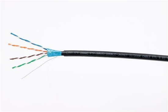 Obrázek FTP kabel LYNX Cat5E, drát, venkovní dvojitý plášť PE+PE, černý, 305m, cívka
