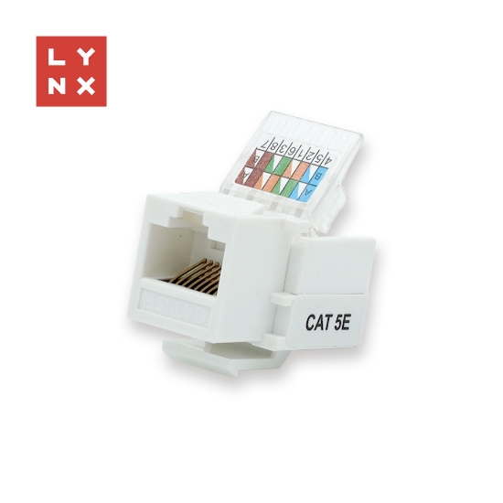 Obrázek LYNX keystone UTP Cat5e, samozařevácí, 90 stp., bílý