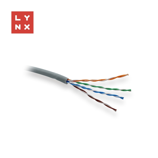 Obrázek LYNX UTP kabel Cat5e, LSOH, celoměděný, vnitřní, šedý, box 305m
