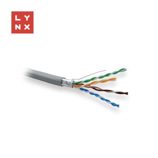 Obrázek LYNX FTP kabel Cat5e, PVC, 0,5mm, celoměděný, vnitřní, šedý, box 305m