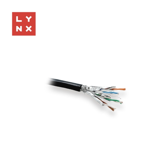Obrázek LYNX SFTP kabel, Cat6a, PE, celoměděný, venkovní, černý,  cívka 500m
