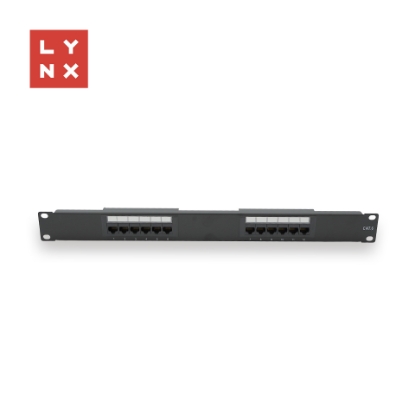 Obrázek LYNX 19" patch panel 12-port, UTP Cat6, 50µ, nestíněný, černý