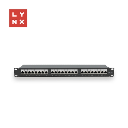 Obrázek LYNX 19" patch panel 24-port, STP Cat6a, 50µ, stíněný, černý