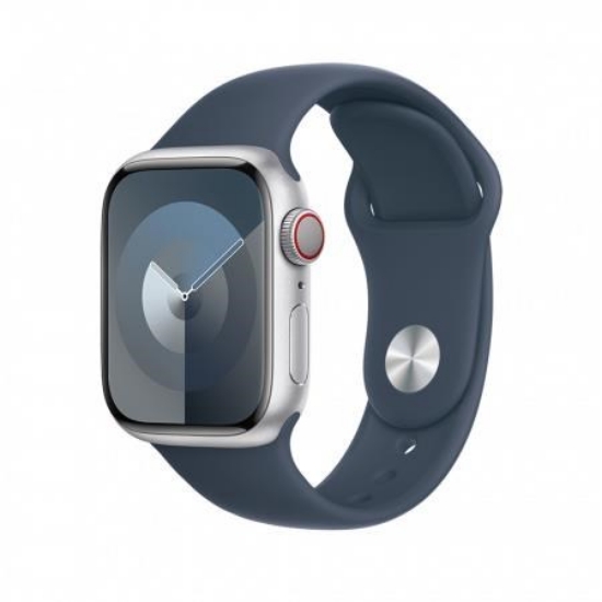 Obrázek APPLE Watch Series 9 GPS + Cellular 45mm Silver Aluminium Case with Storm Blue Sport Band - S/M