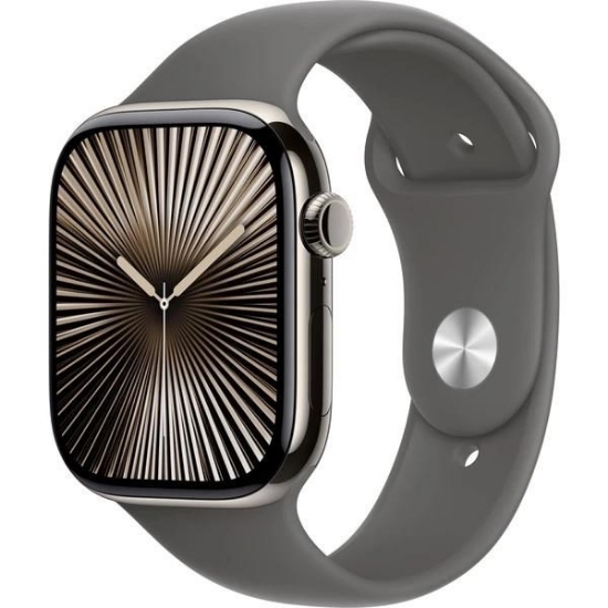 Obrázek Apple Watch Series 10 GPS + Cellular 46mm Natural Titanium Case with Stone Grey Sport Band - S/M